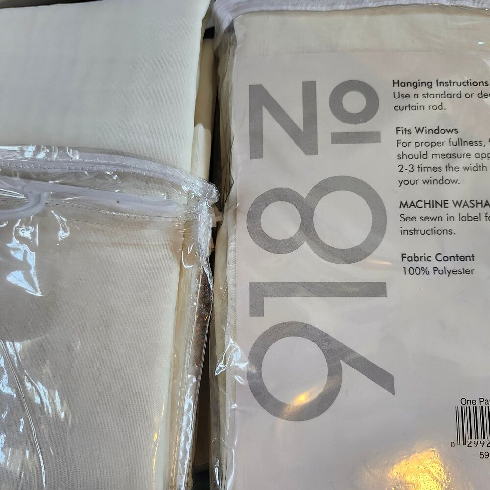 Set of 2 No. 918 Emily Sheer Voile Rod Pocket 59" x 84" EGGSHELL Curtain Panels